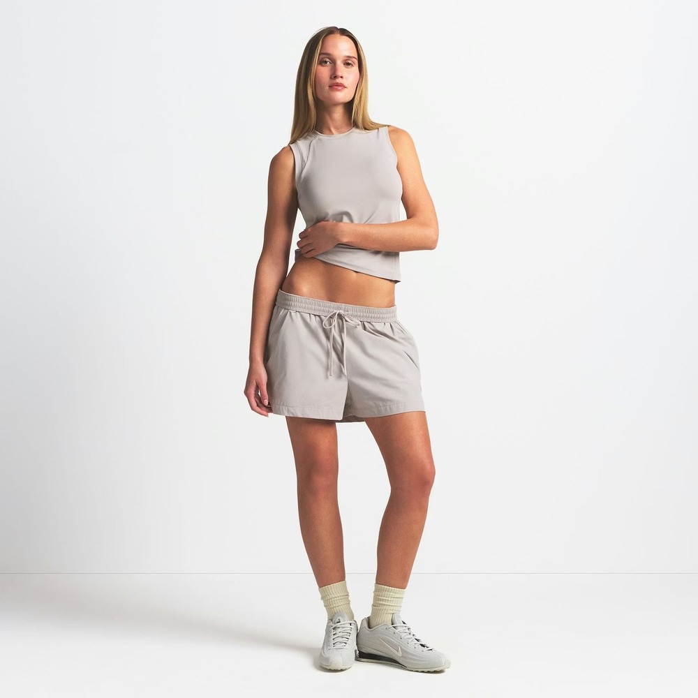 NikeSKIMS Woven Nylon 5" Track Short Stone Women's Size Small NWT Pockets Gym